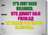 It's just been released. итс джаст би:н рили:зд Он только что вышел на экраны.