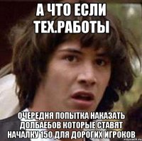 А что если тех.работы очередня попытка наказать долбаебов которые ставят началку 150 для дорогих игроков