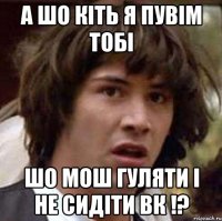 А шо кіть я пувім тобі шо мош гуляти і не сидіти вк !?