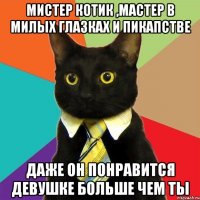 мистер котик ,мастер в милых глазках и пикапстве даже он понравится девушке больше чем ты