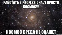 Работать в PROFESSIONAL'е просто космос!!! Космос бреда не скажет