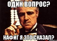 Один вопрос? Нафиг я это сказал?