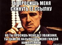 Ты просишь меня скинуть ее ссылку Но ты просишь меня без уважения, ты даже не называешь меня гнидой компутерной