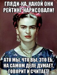 Гляди-ка, какой они рейтинг нарисовали! АТО мы, что вы, это ЁБ, на самом деле думает, говорит и считает!