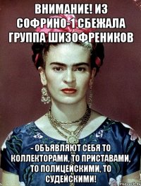 Внимание! Из Софрино-1 сбежала группа шизофреников - объявляют себя то коллекторами, то приставами, то полицейскими, то судейскими!