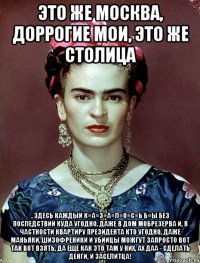 Это же Москва, доррогие мои, это же столица , здесь каждый к=а=з=а=л=о=с=ь б=ы без последствий куда угодно, даже в дом мобрезерва и, в частности квартиру Президента кто угодно, даже маньяки, шизофреники и убийцы можгут запросто вот так вот взять, да ещё как это там у них, ах даа - сделать денги, и заселитца!