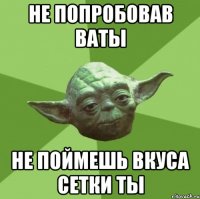 Не попробовав ваты не поймешь вкуса сетки ты