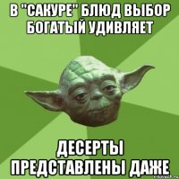 В "Сакуре" блюд выбор богатый удивляет десерты представлены даже