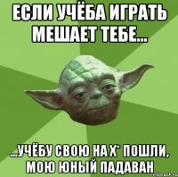 Если учёба играть мешает тебе... ...учёбу свою на х* пошли, мою юный падаван