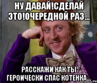 ну давай!сделай это!очередной раз... расскажи как ты героически спас котенка...