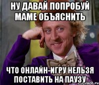 НУ ДАВАЙ ПОПРОБУЙ МАМЕ ОБЪЯСНИТЬ ЧТО ОНЛАЙН-ИГРУ НЕЛЬЗЯ ПОСТАВИТЬ НА ПАУЗУ