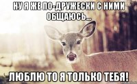 ну я же по-дружески с ними общаюсь... Люблю то я только тебя!