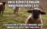 Киса, я просто люблю минералку пить с 0.5! А бутылочки оставляю в машине, вдруг омыватель перестанет работать...