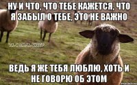 ну и что, что тебе кажется, что я забыл о тебе, это не важно ведь я же тебя люблю, хоть и не говорю об этом