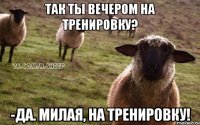 Так ты вечером на тренировку? -да. милая, на тренировку!