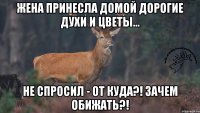 Жена принесла домой дорогие духи и цветы... Не спросил - от куда?! Зачем обижать?!