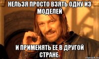 Нельзя просто взять одну из моделей и применять ее в другой стране.