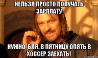 Нельзя просто получать зарплату Нужно, бля, в пятницу опять в Хоссер заехать!