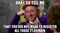 OKAY SO TELL ME THAT YOU DID NOT MEAN TO REGISTER ALL THOSE 21 DOMAIN