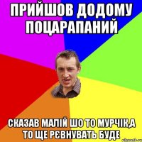 прийшов додому поцарапаний сказав малій шо то мурчік,а то ще рєвнувать буде