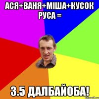 Ася+Ваня+Міша+кусок Руса = 3.5 далбайоба!