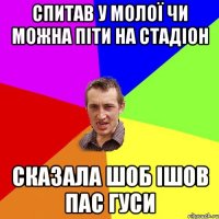 спитав у молої чи можна піти на стадіон сказала шоб ішов пас гуси