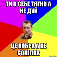 ти в себе тягни а не дуй це кобра а не сопілка