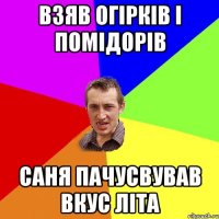 Взяв огірків і помідорів Саня пачусвував вкус літа