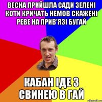 Весна прийшла сади зелені коти кричать немов скажені реве на прив'язі бугай кабан іде з свинею в гай