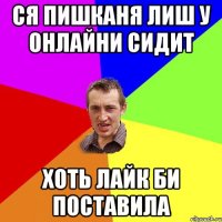 ся пишканя лиш у онлайни сидит хоть лайк би поставила