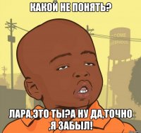 Какой не понять? Лара,это ты?А ну да,точно ,я забыл!