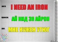 I need an iron Ай нид эн айрон Мне нужен утюг