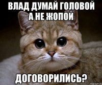 Влад думай головой а не жопой договорились?