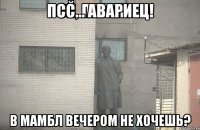 Псс... Авариец! В мамбл вечером не хочешь?