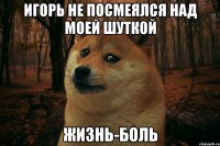 Игорь не посмеялся над моей шуткой Жизнь-боль