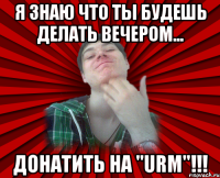 Я знаю что ты будешь делать вечером... Донатить на "URM"!!!