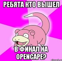 Ребята кто вышел В финал на Opencape?