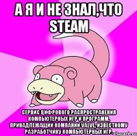 А я и не знал,что steam сервис цифрового распространения компьютерных игр и программ, принадлежащий компании Valve, известному разработчику компьютерных игр.