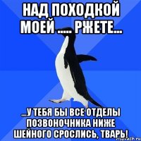 Над походкой моей ..... ржете... ...у тебя бы все отделы позвоночника ниже шейного срослись, тварь!