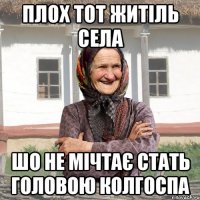 Плох тот житіль села шо не мічтає стать головою колгоспа