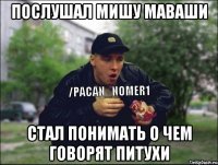Послушал Мишу Маваши стал понимать о чем говорят питухи