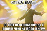 степуха упала!!! во всех кафешках города и олимпе чеки на 15000 тенге!!!