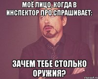 моё лицо, когда в инспектор ЛРО спрашивает: зачем тебе столько оружия?