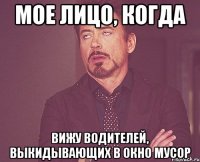 мое лицо, когда вижу водителей, выкидывающих в окно мусор