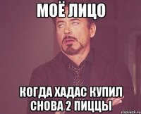 Моё лицо Когда Хадас купил снова 2 пиццы