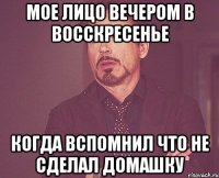 мое лицо вечером в восскресенье когда вспомнил что не сделал домашку