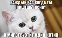 Каждый раз когда ты пишешь "ясно" в мире грустит один котик