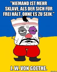 "Niemand ist mehr Sklave, als der sich für frei hält, ohne es zu sein." J. W. von Goethe.