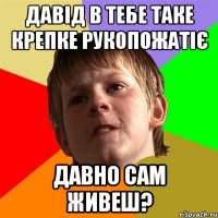 Давід в тебе таке крепке рукопожатіє давно сам живеш?