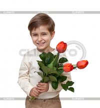 Создать мем Мальчик с цветами